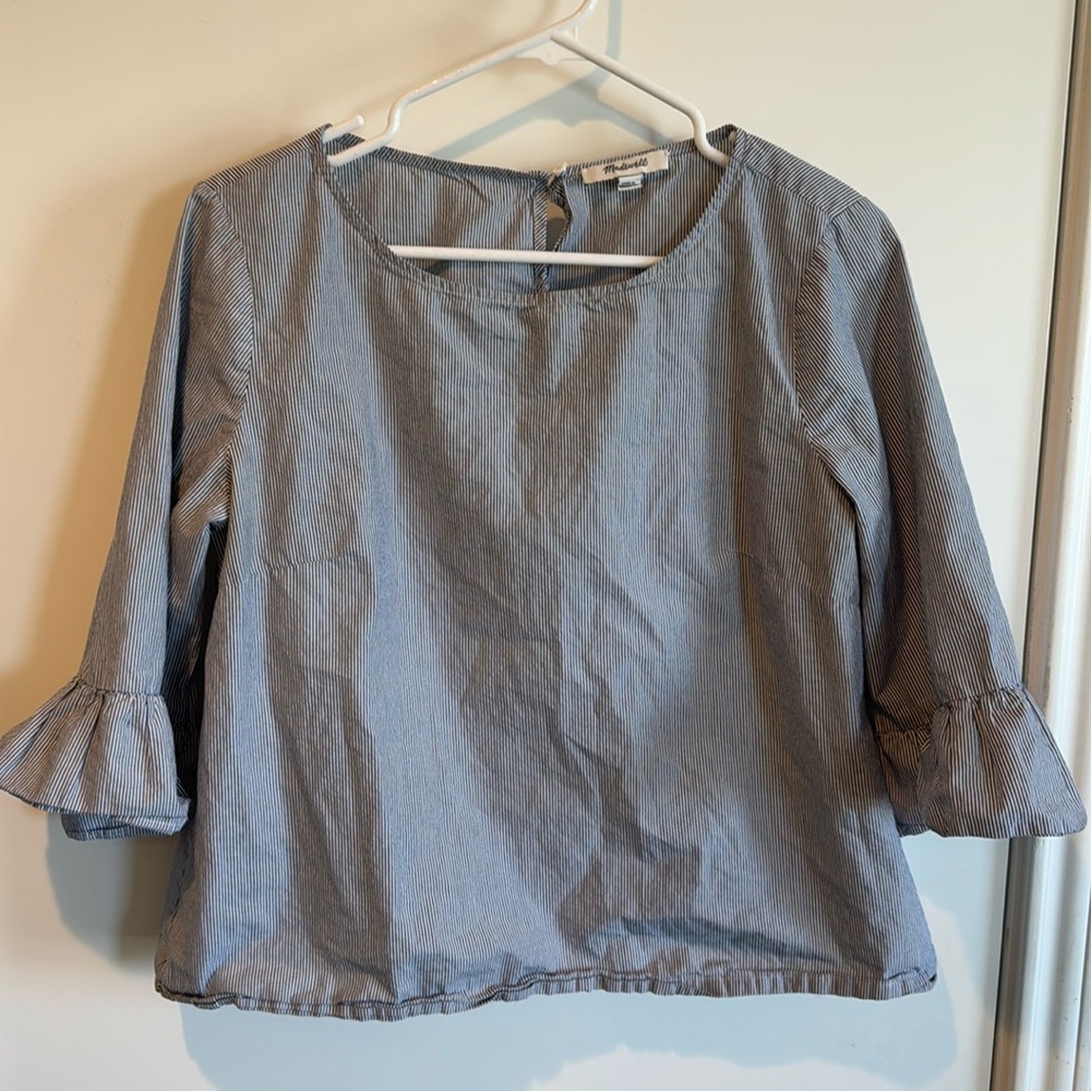 Madewell Blue Seersucker Top Size:M